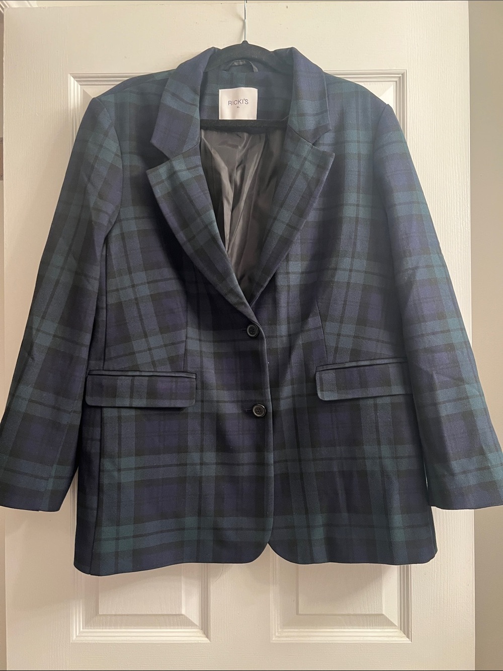Ricki's Navy and Green Plaid Tailored Blazer
